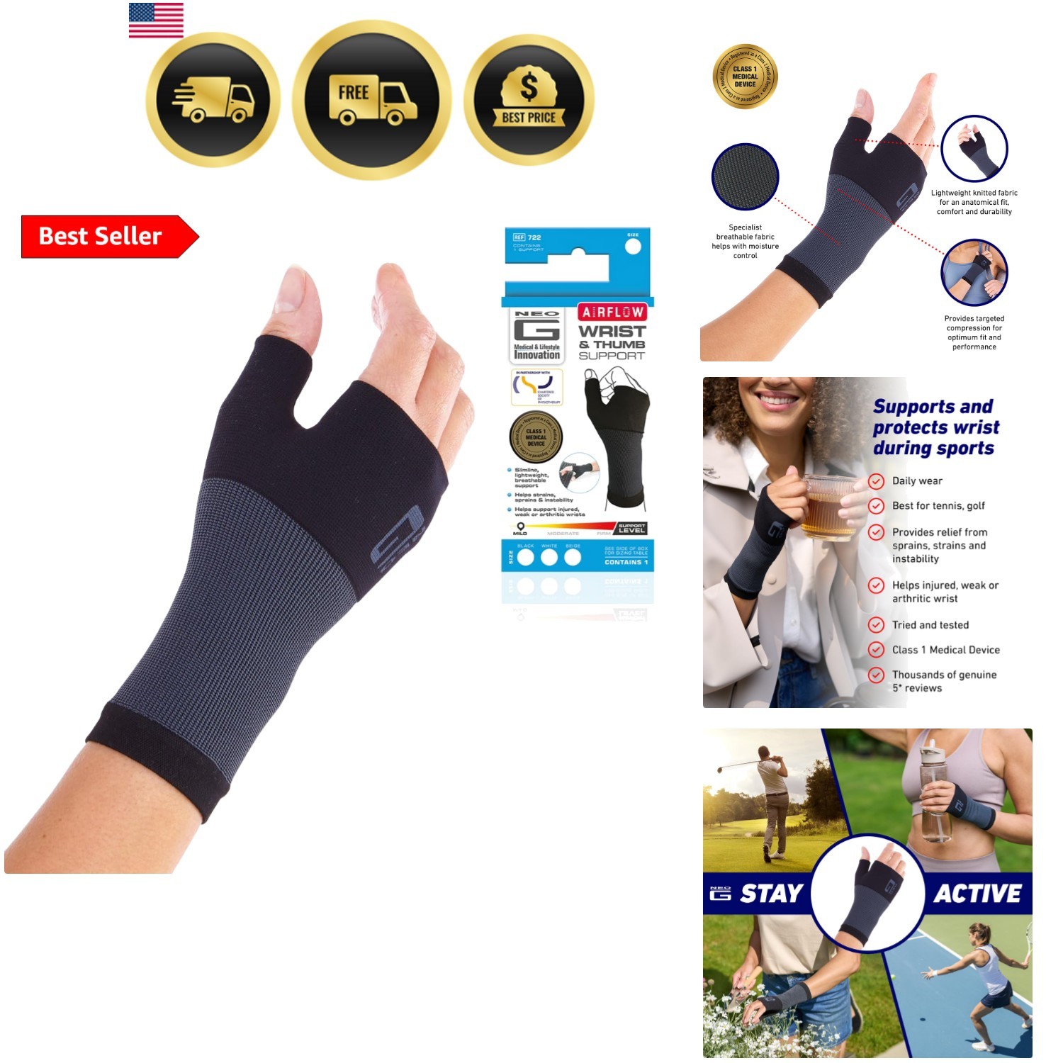 Wrist and Thumb Support for Arthritis, Joint Pain, Tendonitis, Sprain – Wrist…