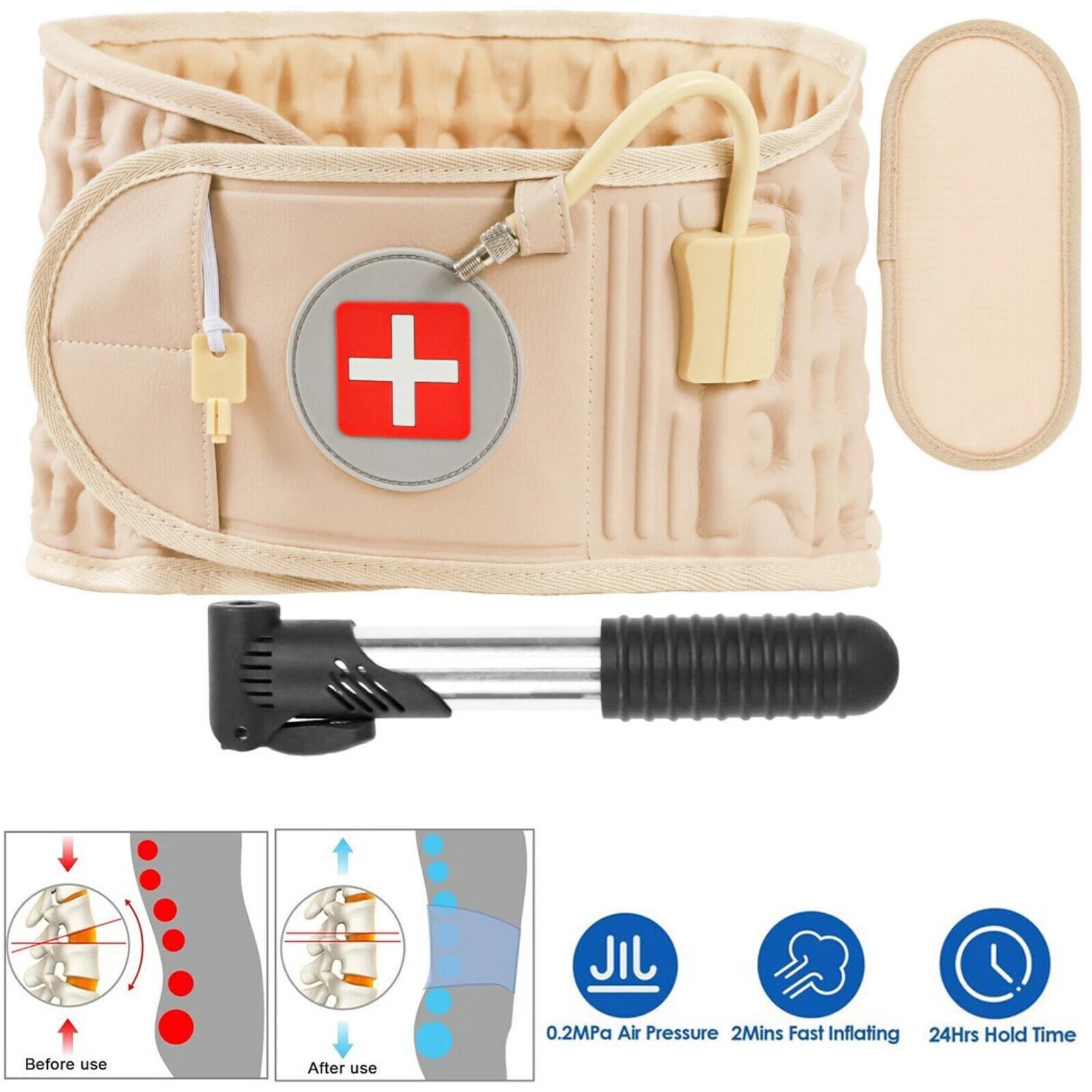 Decompression Belt Back Brace Lumbar Spinal Support & Extender Air Traction US
