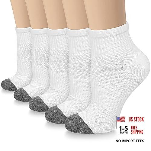 5 Pairs Copper Compression Socks for Women & Men – Large-X-Large 04 a White