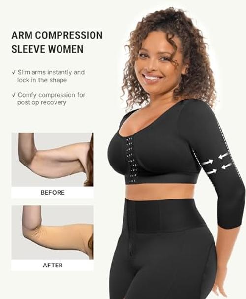 Arm Compression Sleeve Women Post Surgery Front Closure Bra | XX-Large Black