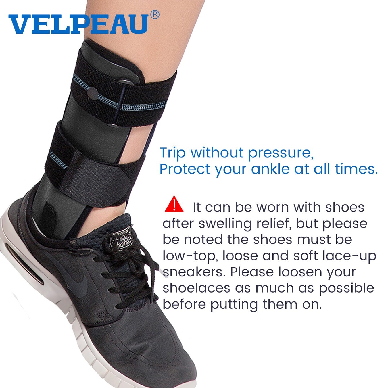VELPEAU Ankle Brace – Stirrup Ankle Splint – Stabilizer Suppor for Sprains S/L