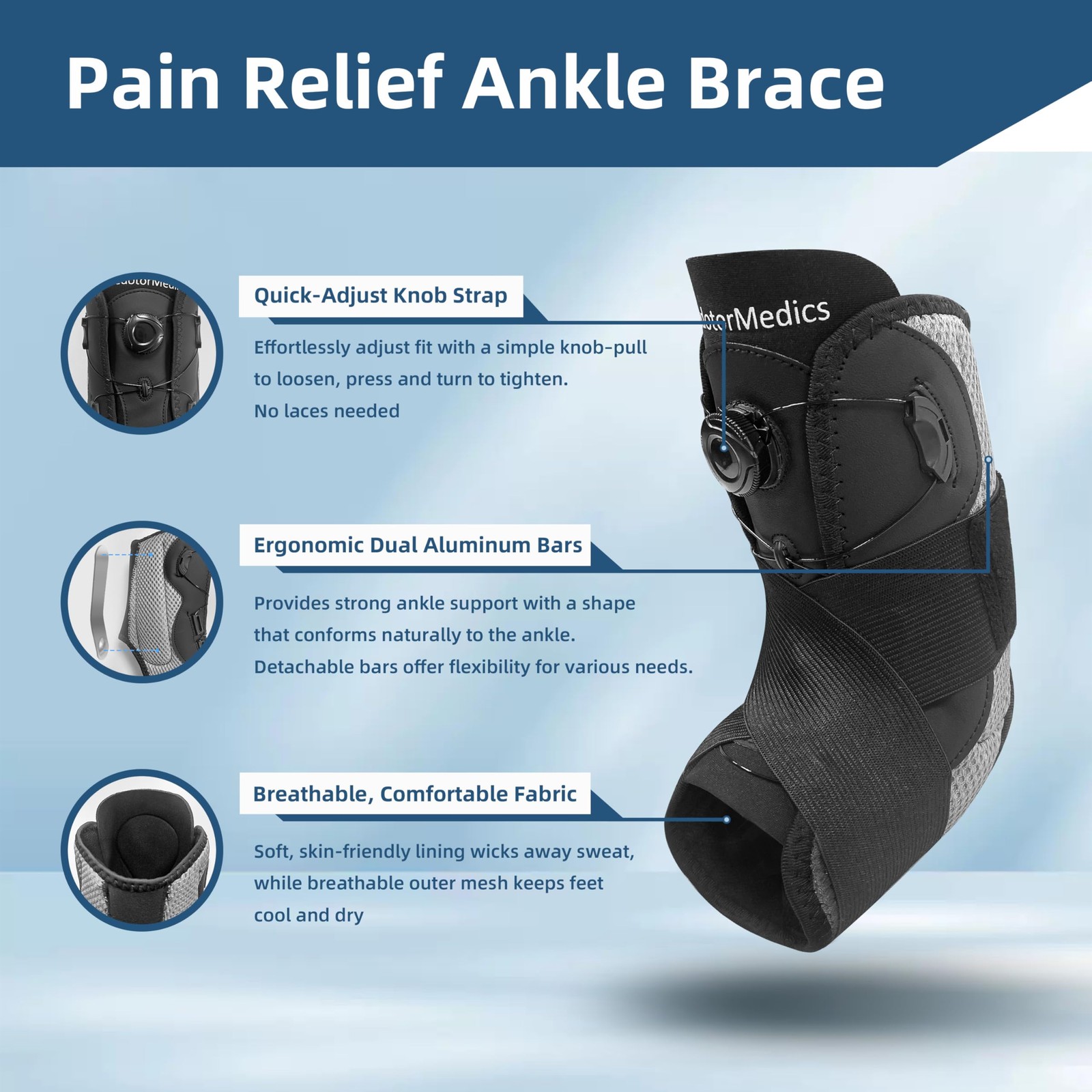 LedoTorMedics Ankle Brace for Running and Sports- Lightweight Breathable Ankle