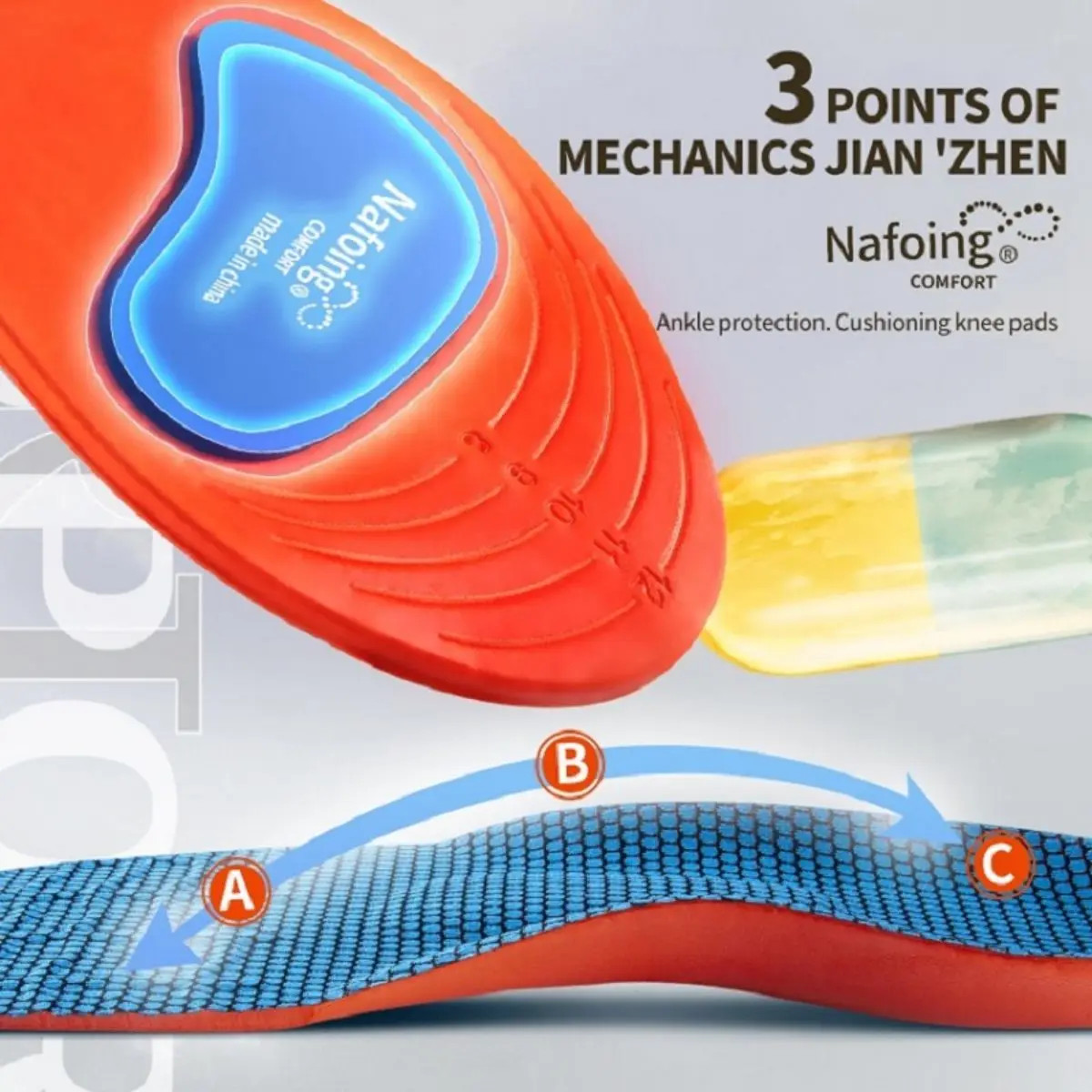 1Pair Sport Insoles for Shoes Orthopedic Shock Absorption Deodorant Breathable C