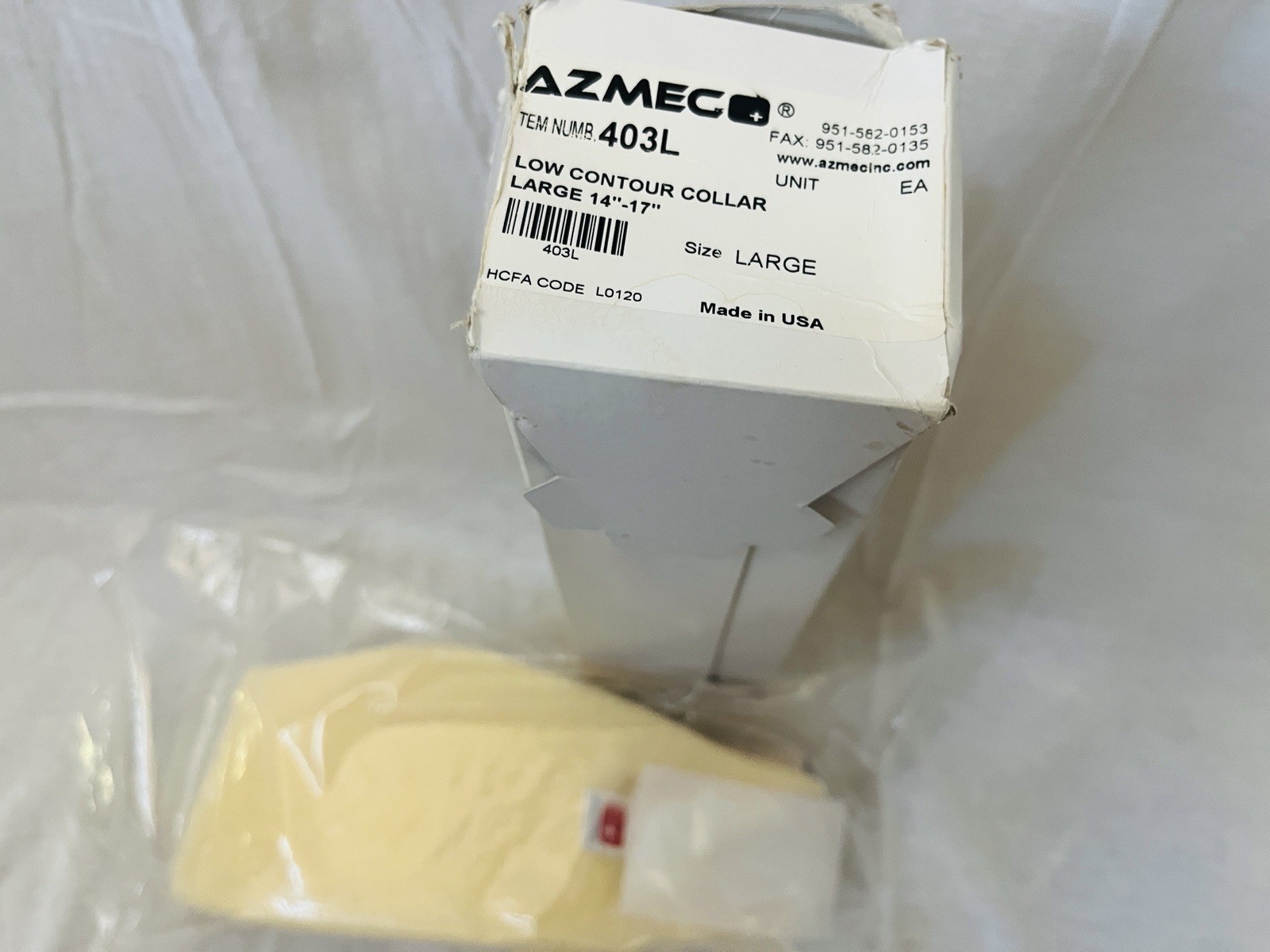 Azmec Foam Neck Brace Adjustable Size Large Made In USA Brand New