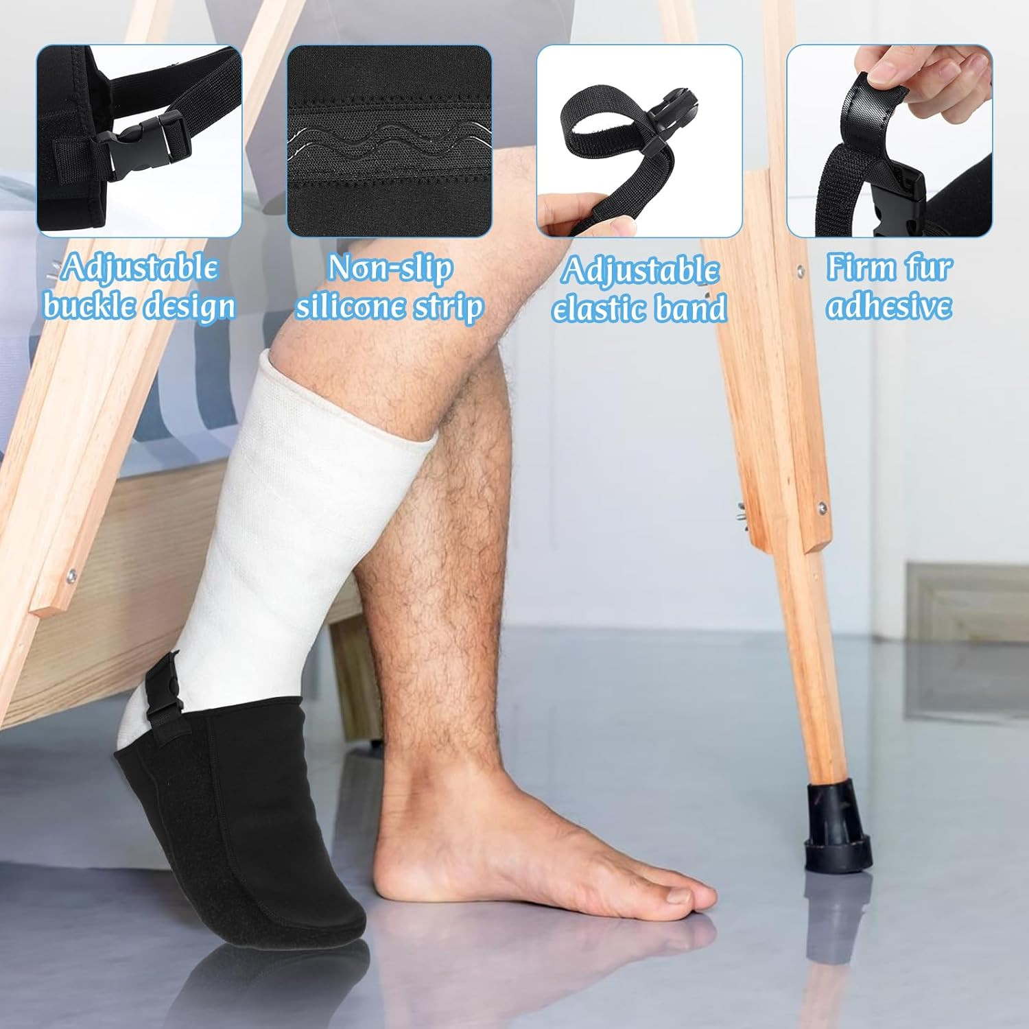 Protective Foot Cast Sock, Adjustable Foam Cast Cover with Buckle