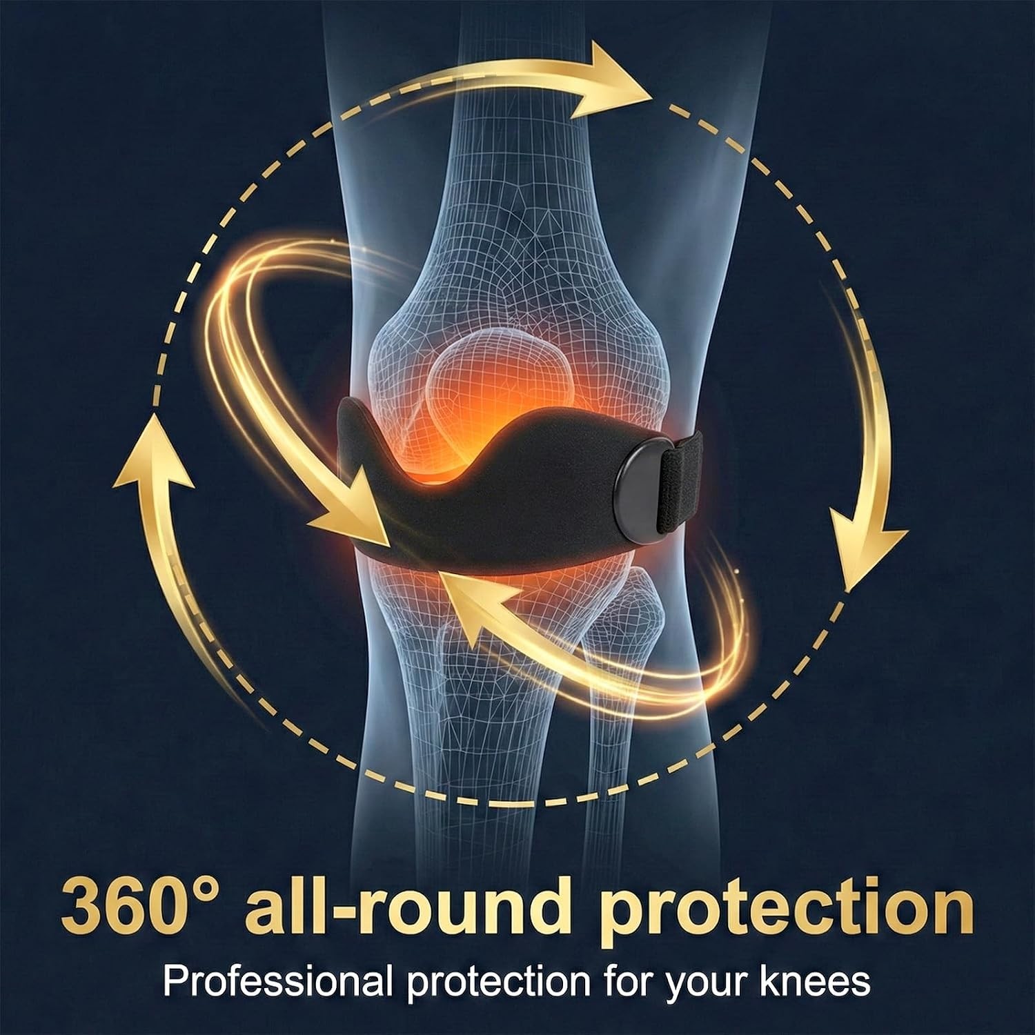 2 Pack Silicone Patella Strap, Adjustable Patellar Tendon Support Strap, Knee