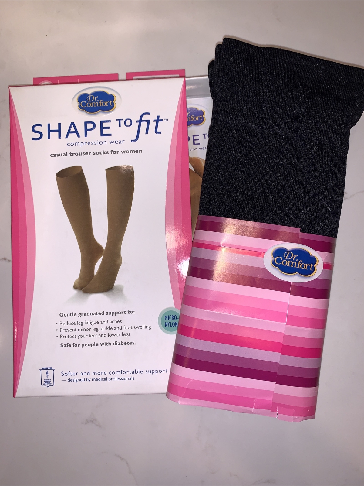 Dr Comfort Shape to Fit Womens 10-15 mmhg Compression Knee Trouser Socks Large