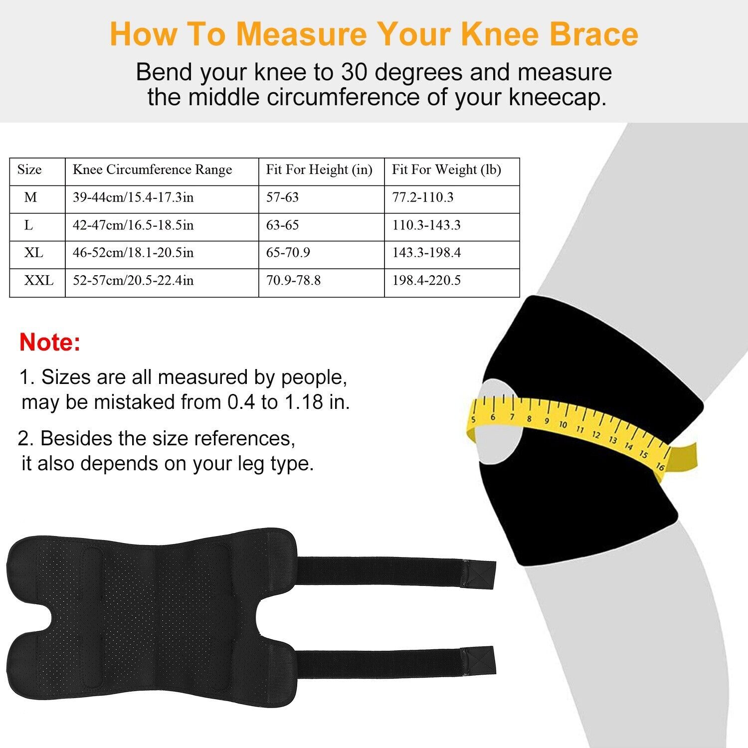 Pair Knee Brace Open Patella Support Adjustable Elastic Sports Kneecap Protector