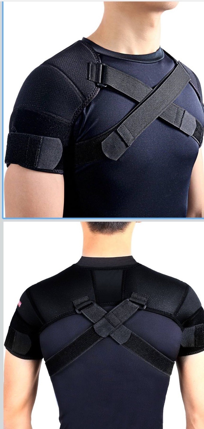 Kuangmi Double Shoulder Support Brace Strap Wrap Neoprene XLarge, Black