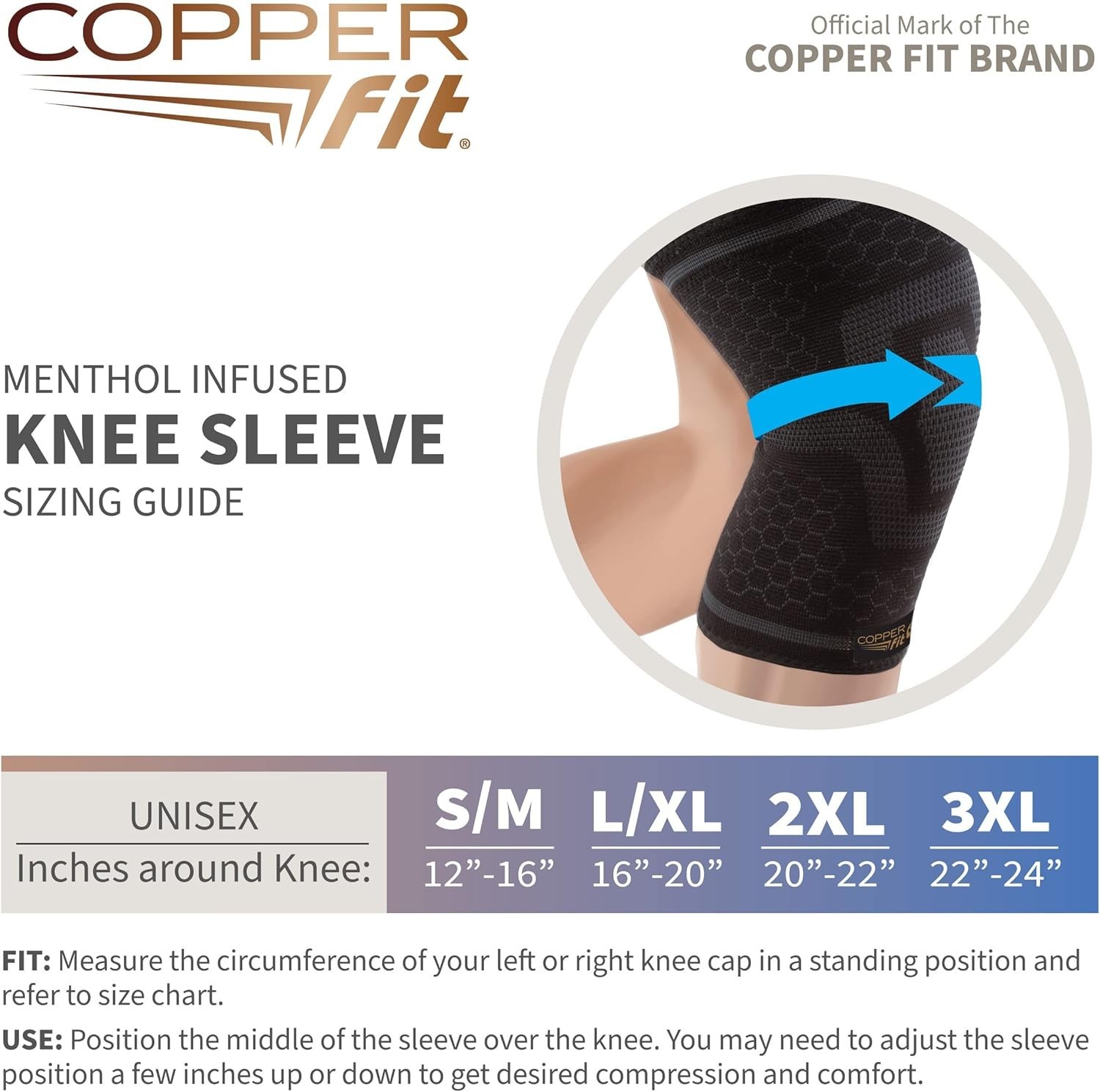 ICE Menthol Infused Knee Compression Sleeve – L/XL for Pain Relief & Comfort