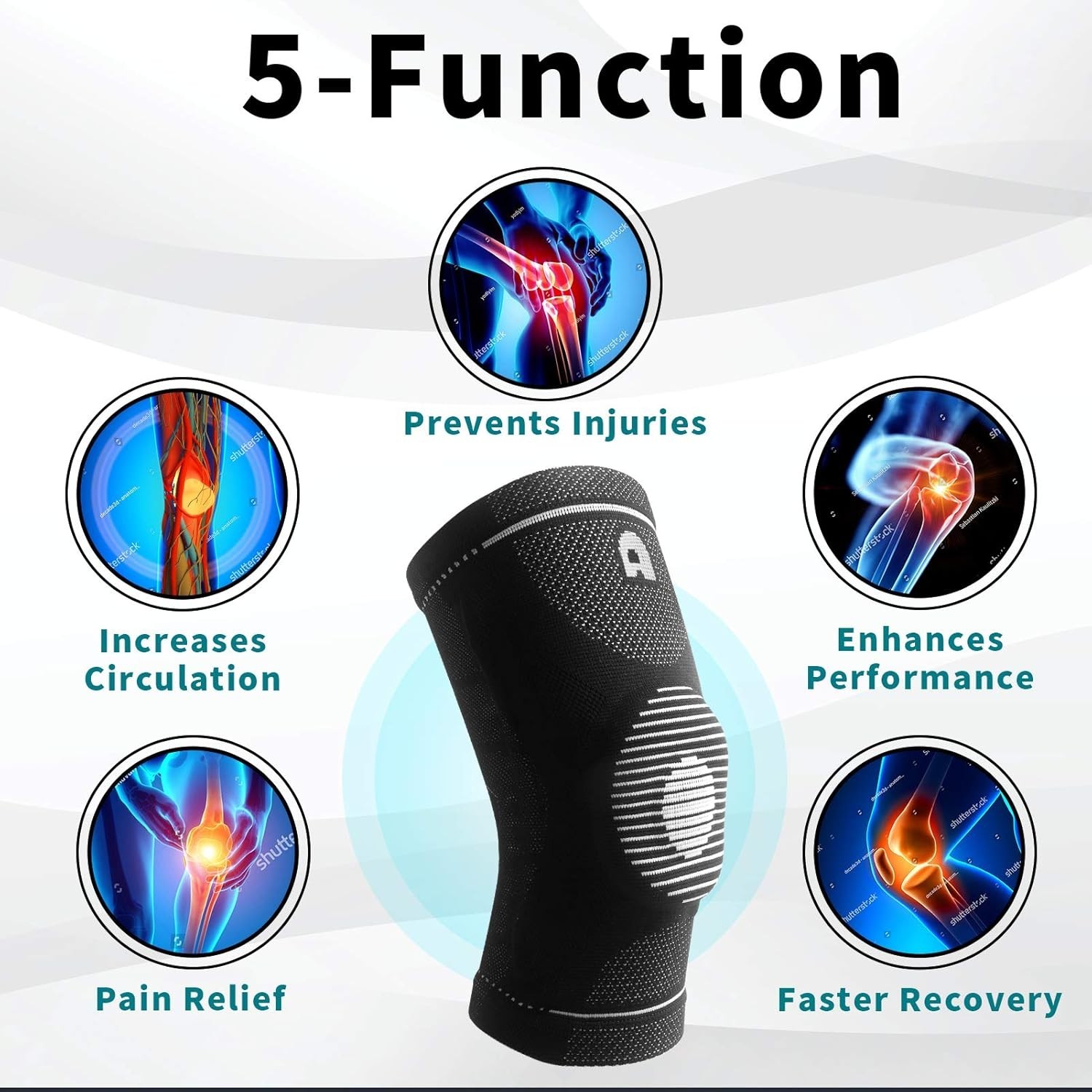 Knee Brace Compression Sleeve Support Arthritis Guard Patella Stabilizer Size M