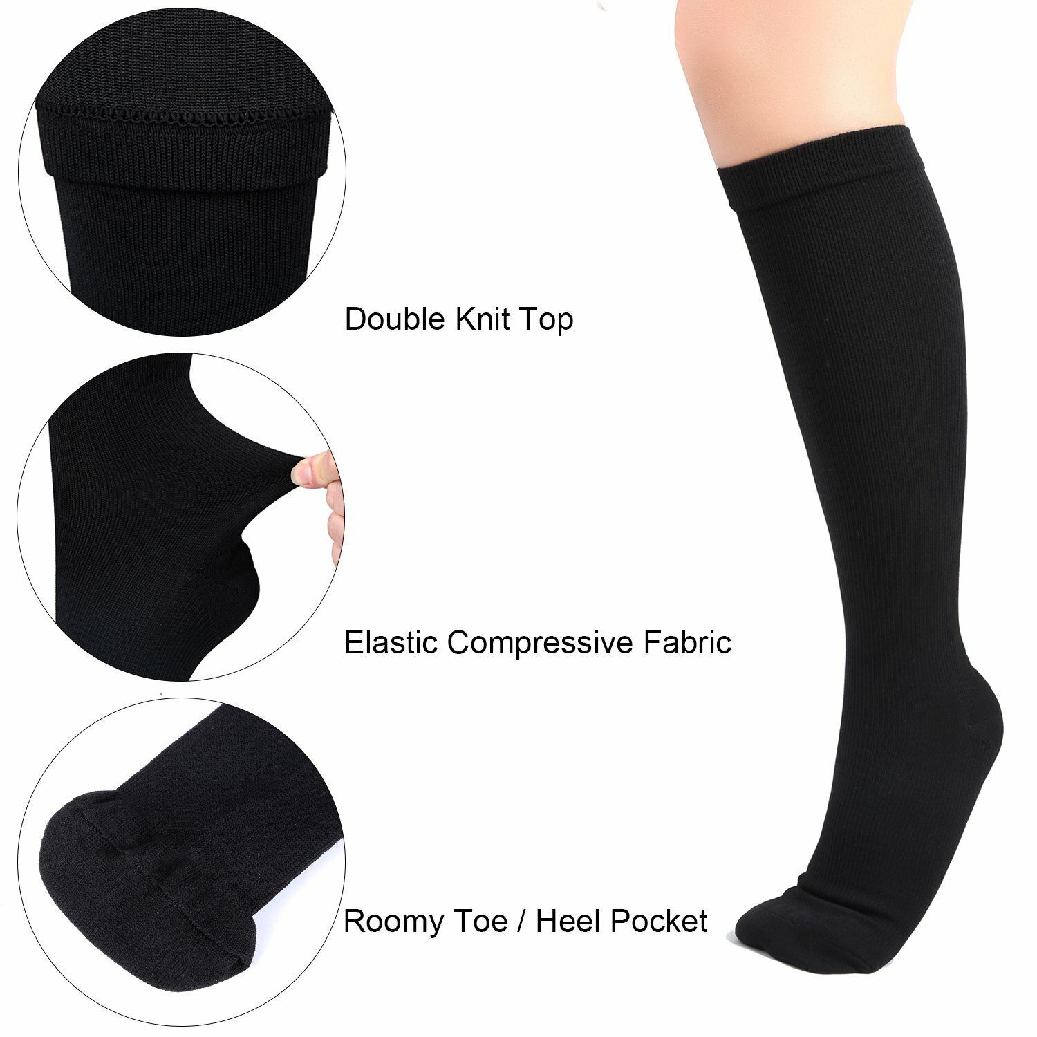 New Medical Compression Stockings/Socks Knee High Class II 20-30 mmHg 3 Pair