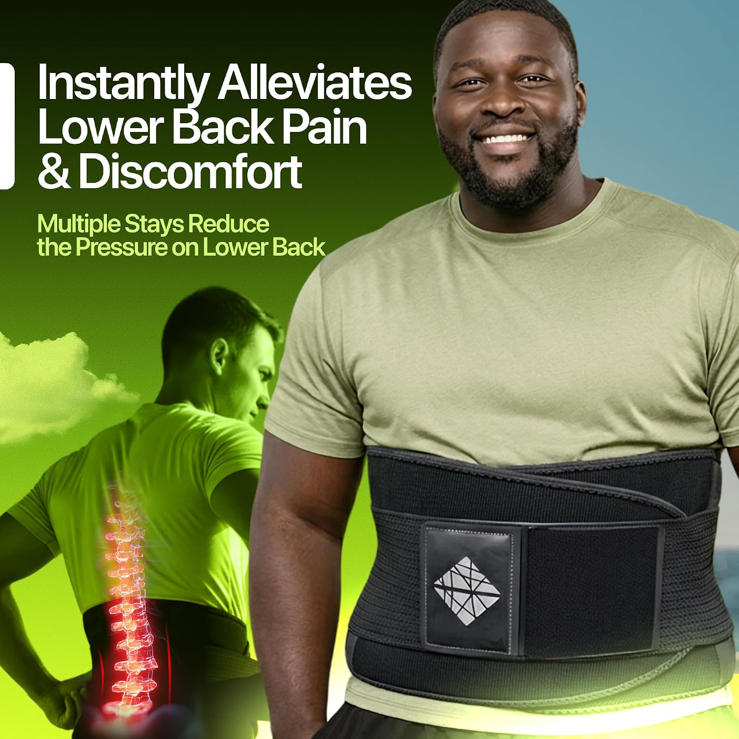 Plus Size Back Brace for Lower Back Pain Relief 4XL, Unisex Lumbar Support Belt