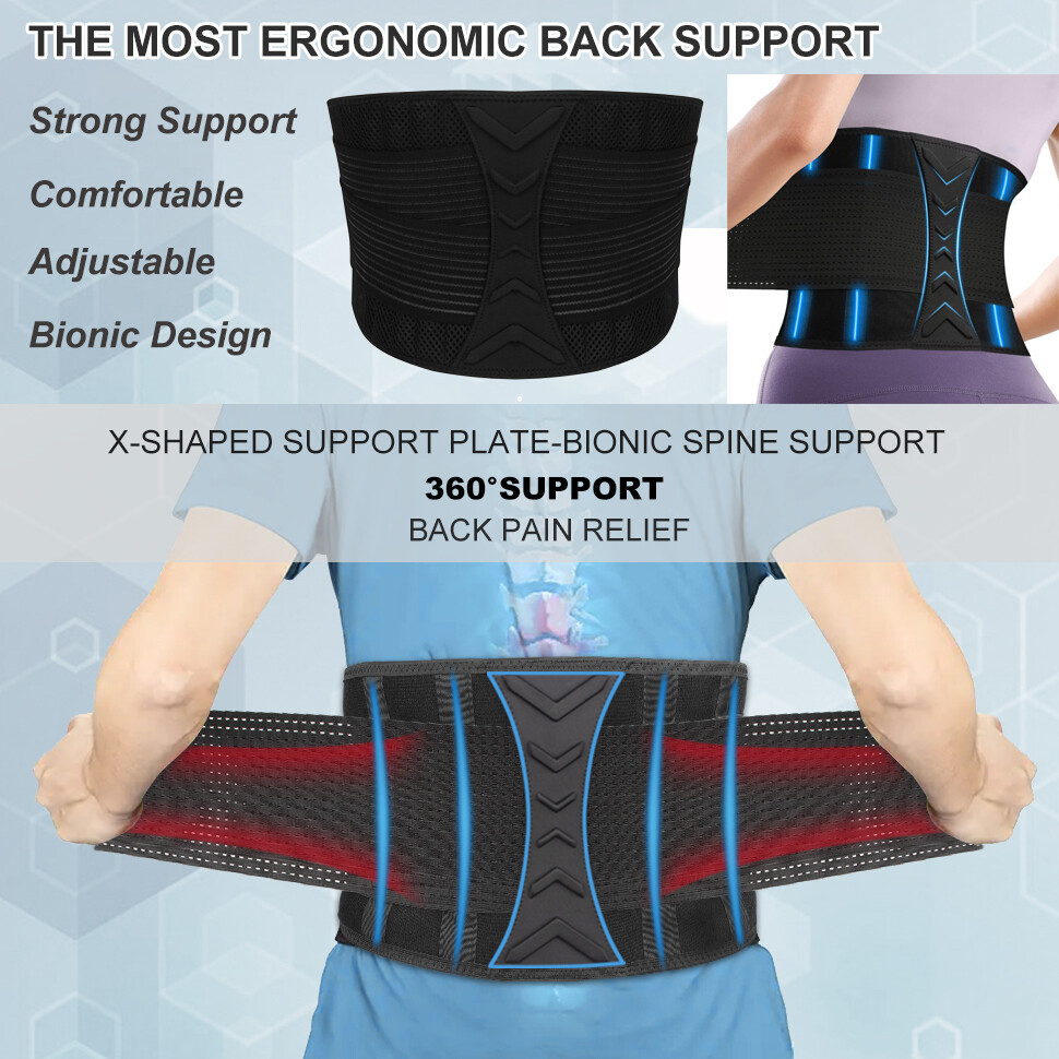 Lower Back Support Brace Lumbar Waist Belt Scoliosis Work Sciatica Pain Relief