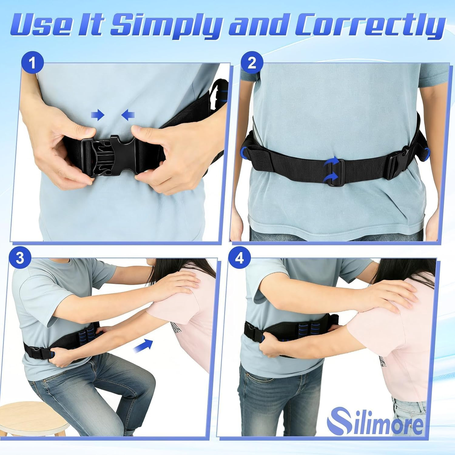 Gait Belt for Seniors with Handles, Gate Belts Medical with Quick Release Latch