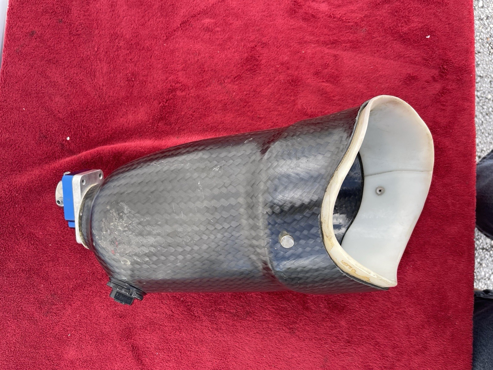 Above Knee Prosthetic Socket Left leg Carbon W Mounting Plate As Pictured.