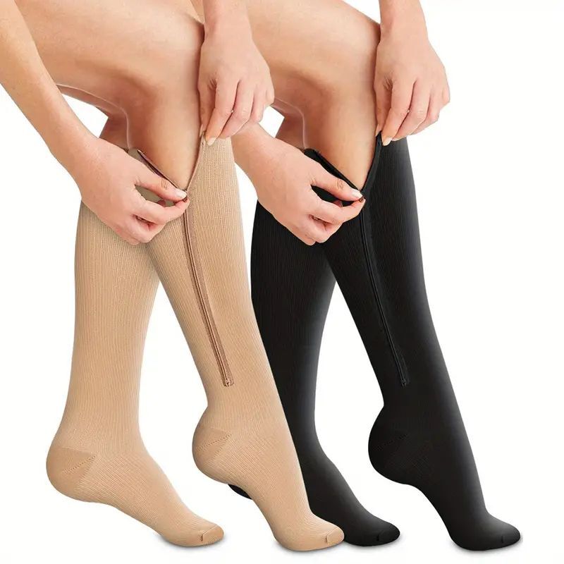 3x Zip-Up Compression Socks 20-30mmHg Closed Toe With Zipper Pain Relief Unisex