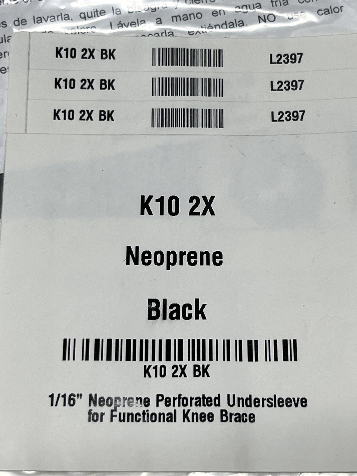 New Option Sports K10 2XL Neoprene Black Knee Brace Sleeve