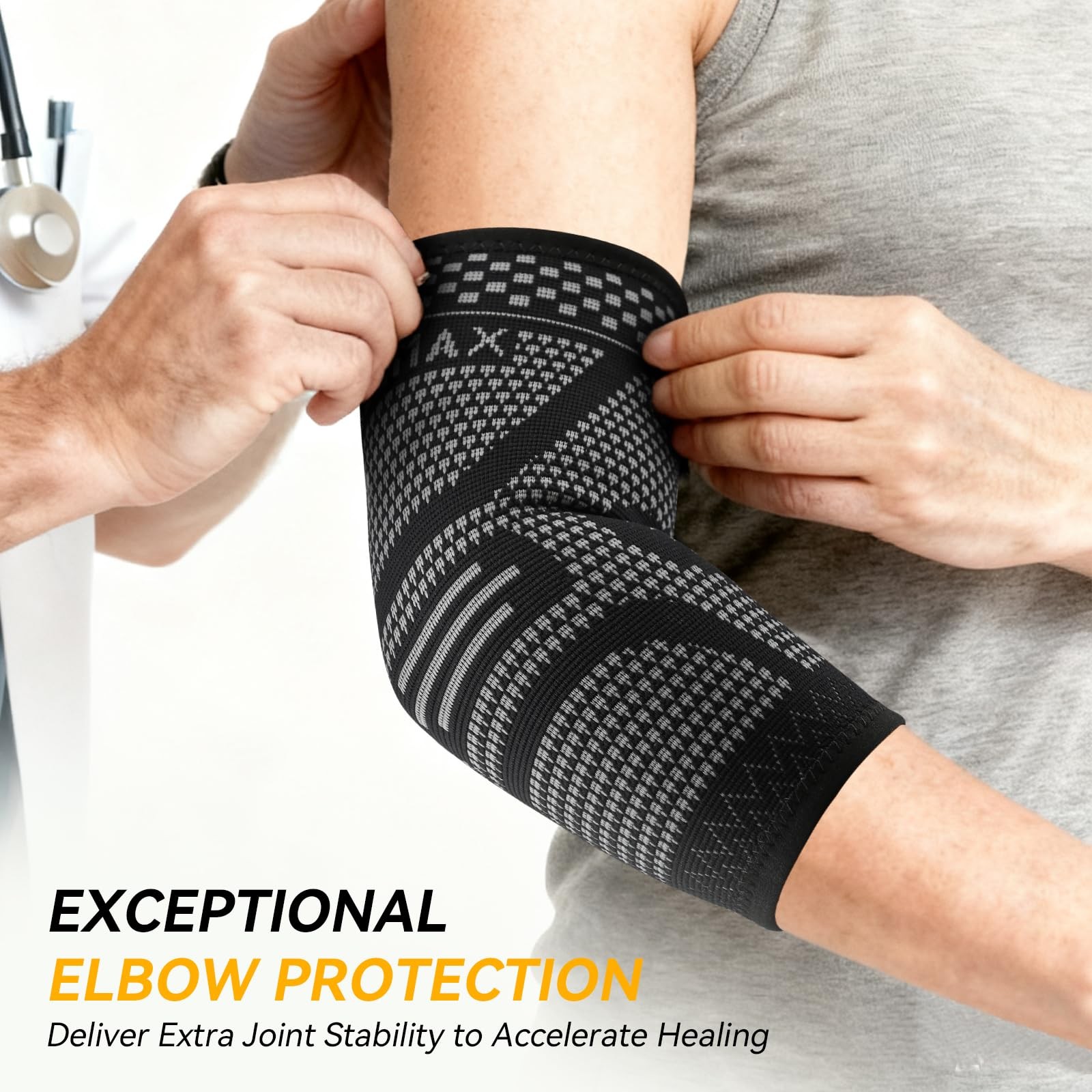 2 Pack Copper Elbow Compression Sleeve for Tennis Golfers Joint Pain Relief