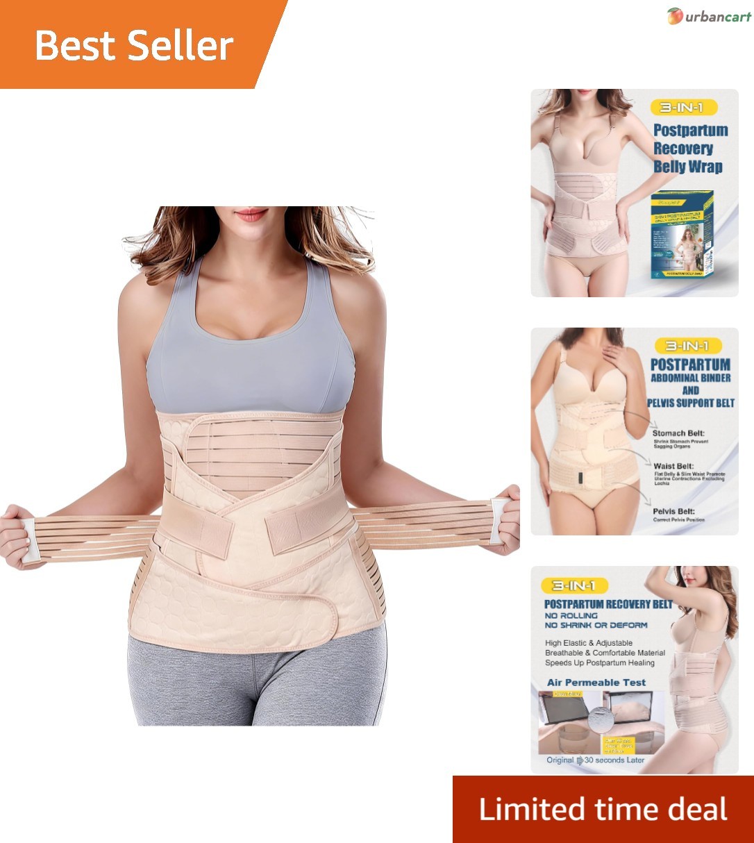 3-in-1 Postpartum Recovery Belt Set – Support, Slim, and Correct Posture