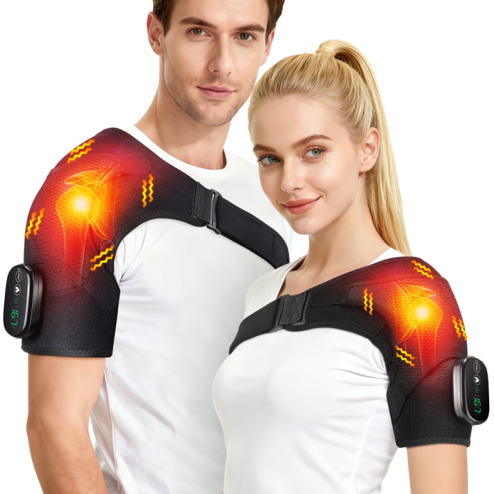 Electric Heated Shoulder Massager Brace Rotator Cuff Support Wrap with Vibration