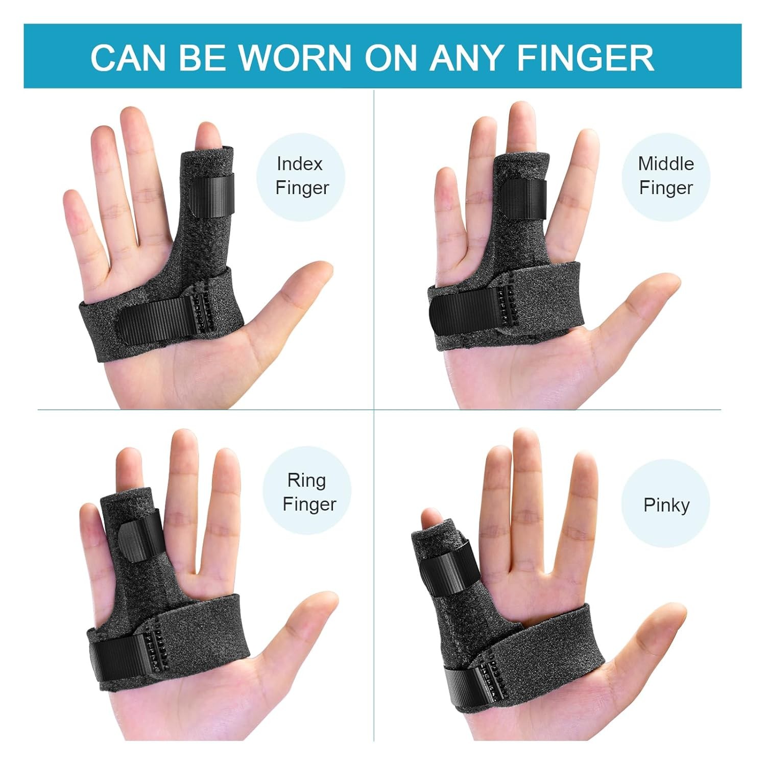 Sumifun Finger Brace, Trigger Splint for 1 Count (Pack of 1), Black