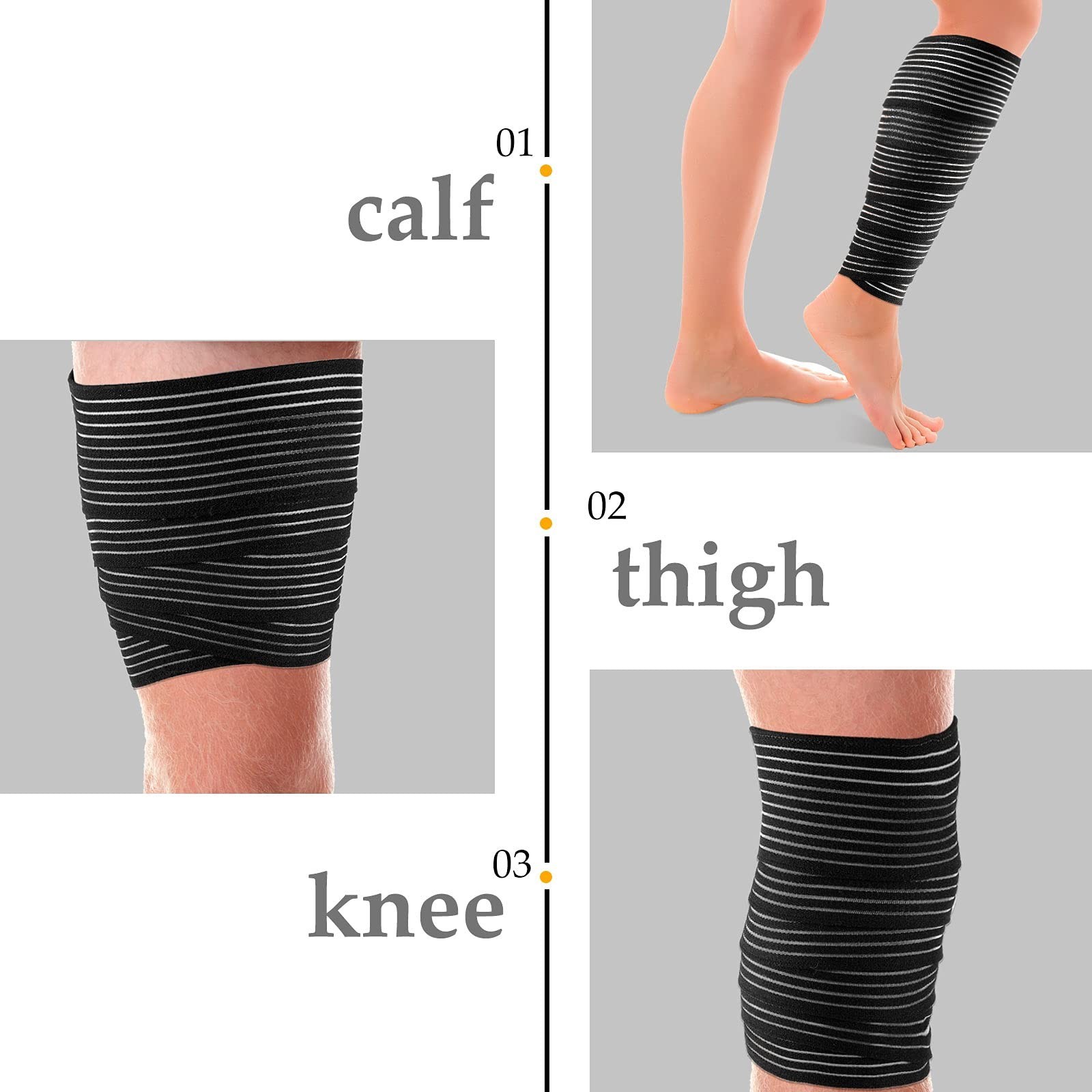 12 Pack Adjustable Compression Bandage Wraps for Leg & Ankle Support – Pain Reli