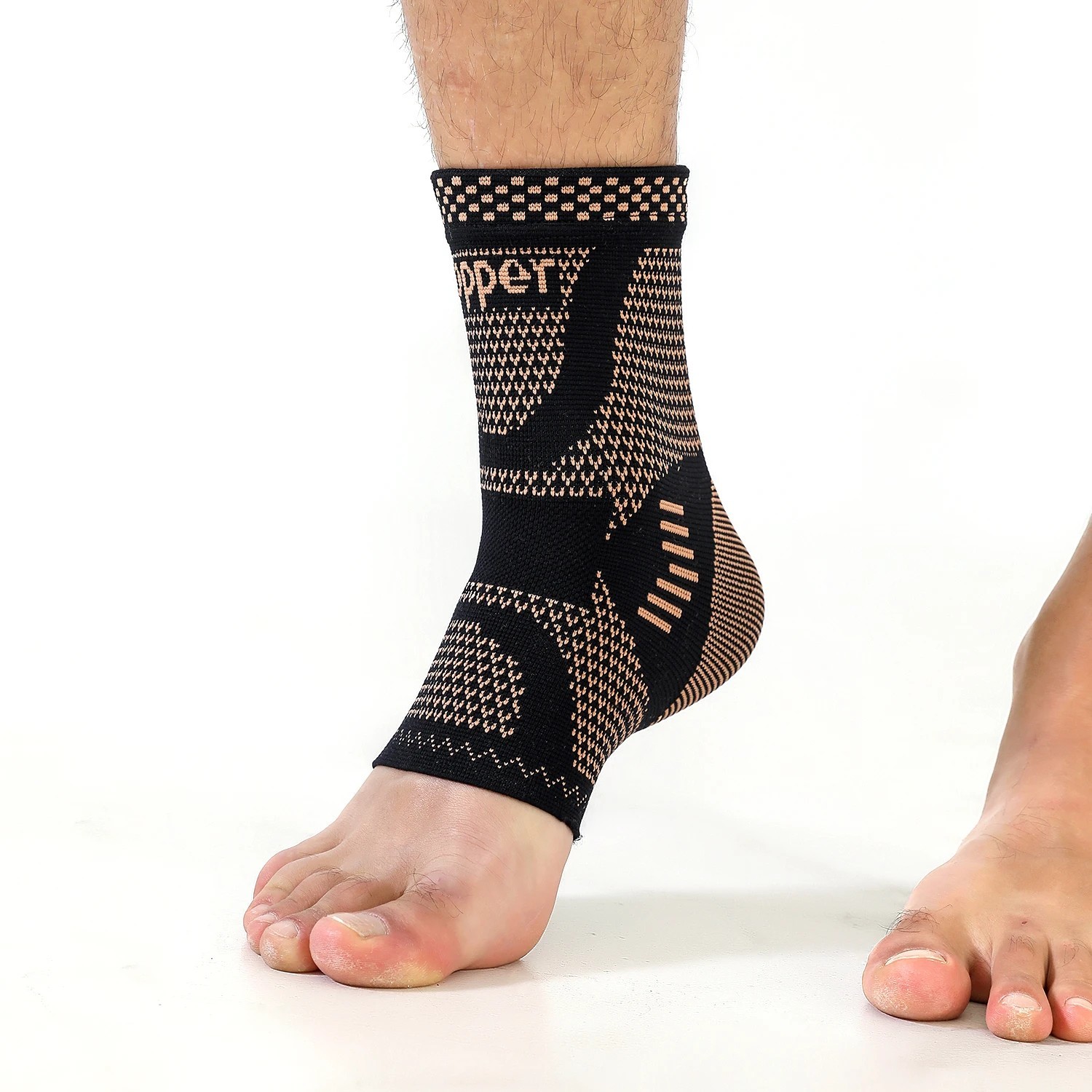 2Pcs Adjustable Copper Infused Ankle Support Compression Sleeve for Sports
