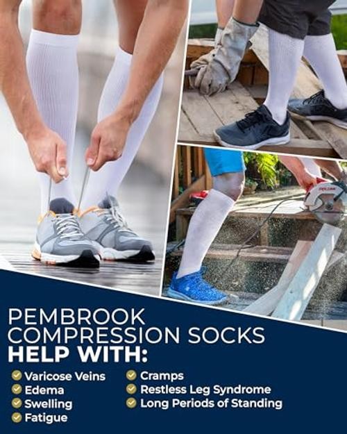 Light Compression Socks for Men & Women – 3 Pairs | 8 X-Large White – 3 Pairs