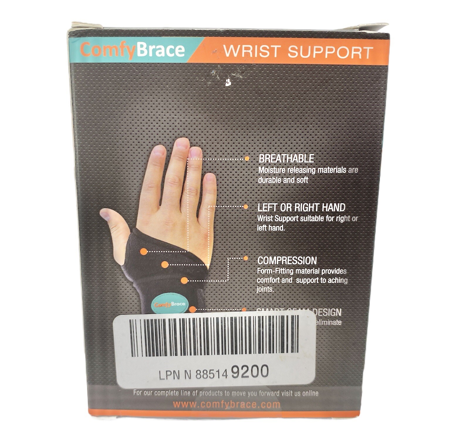 Comfy Brace-Premium Lined Adjustable Wrist Support/Compression NIB Free Shippin