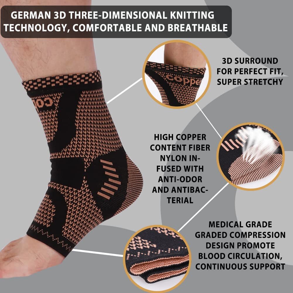 Compression Ankle Sleeve Support Relief for Plantar Fasciitis Sprained Achilles