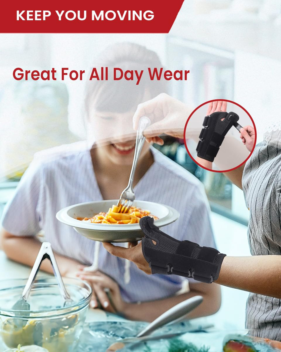 Right Hand Wrist Brace for Carpal Tunnel & Thumb Support, Large