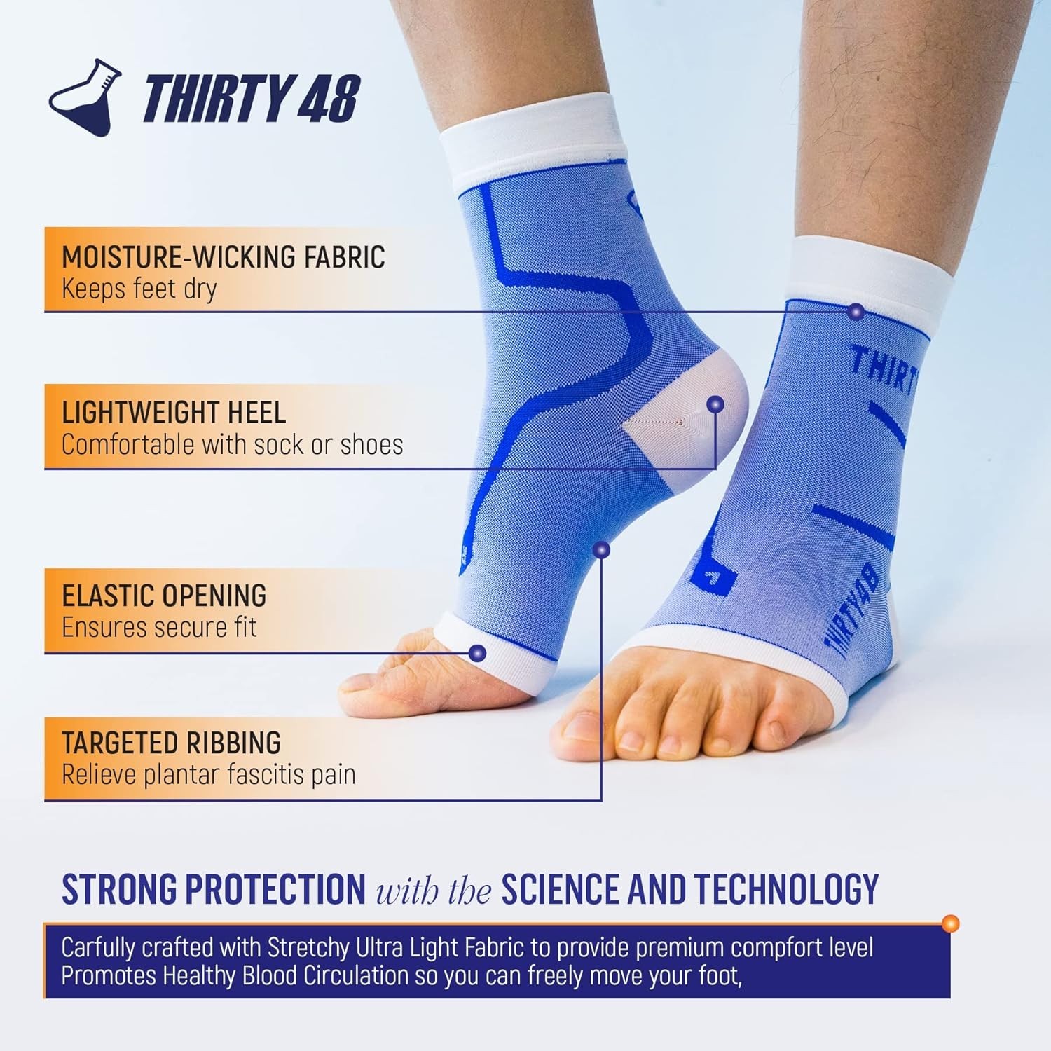 Stretchy Ultra-Light Compression Socks for Arch Pain Relief and Recovery – Black