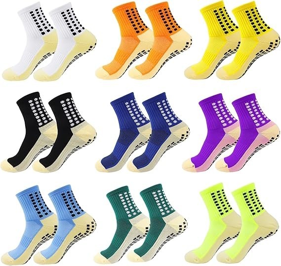 Set 9pair Calcetines Medias Antideslizantes Para Futbol Yoga Ejercicio Hombre Mu