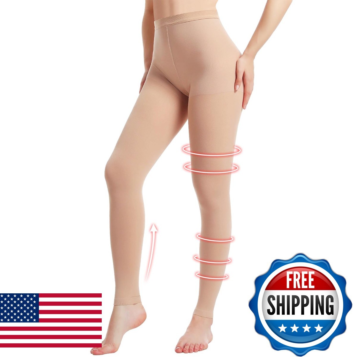 Lakicool Medical Compression Pantyhose Women, 20-30mmHg Graduated Support Tight