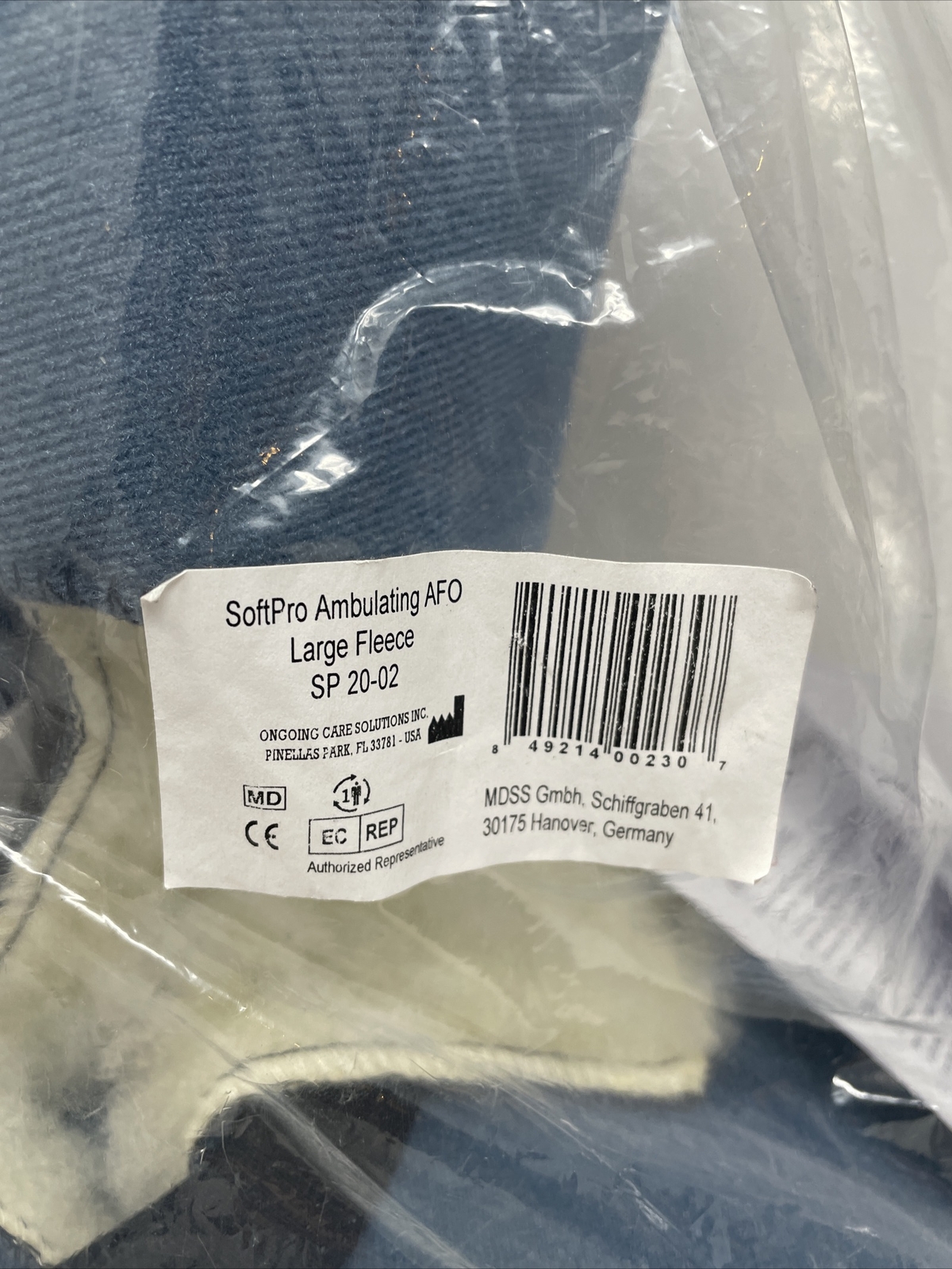 SOFTPRO AMBULATING AFO LARGE FLEECE ANKLE FOOT ORTHOSIS