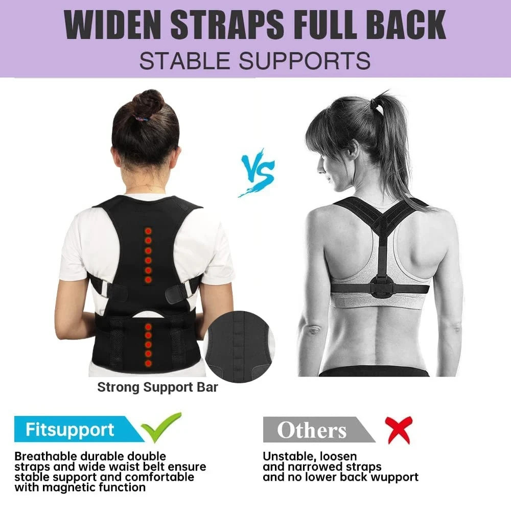 Posture Corrector Support Magnetic Back Shoulder Brace Belt Band For Men Women