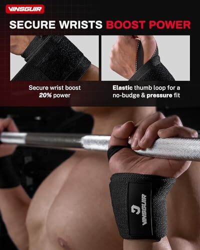 Elastic Wrist Straps for Weightlifting and Working Out, Breathable Wrist Black