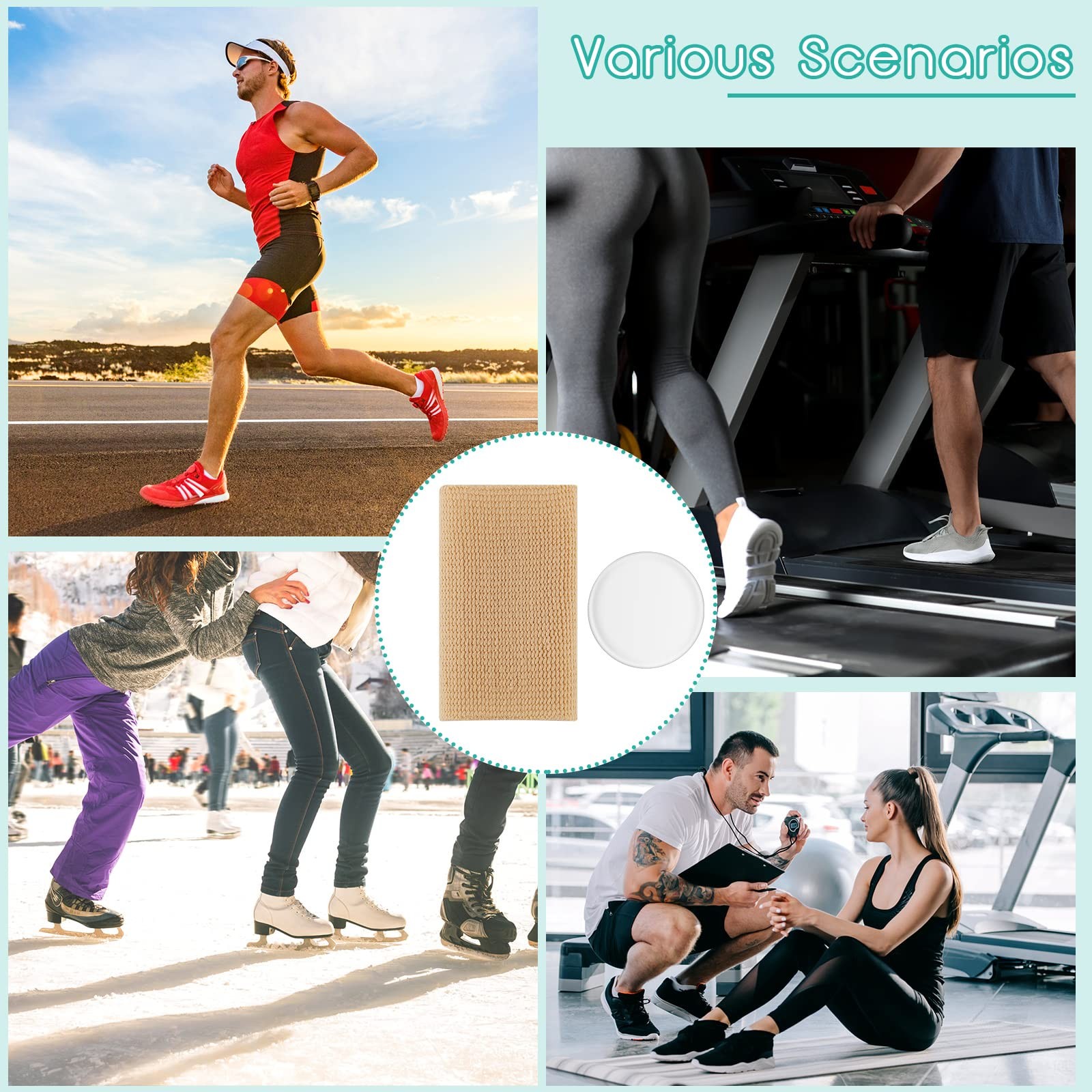 4 PCS Ankle Pads Gel Sleeve Padded Ice Skating Socks Protector Support Round