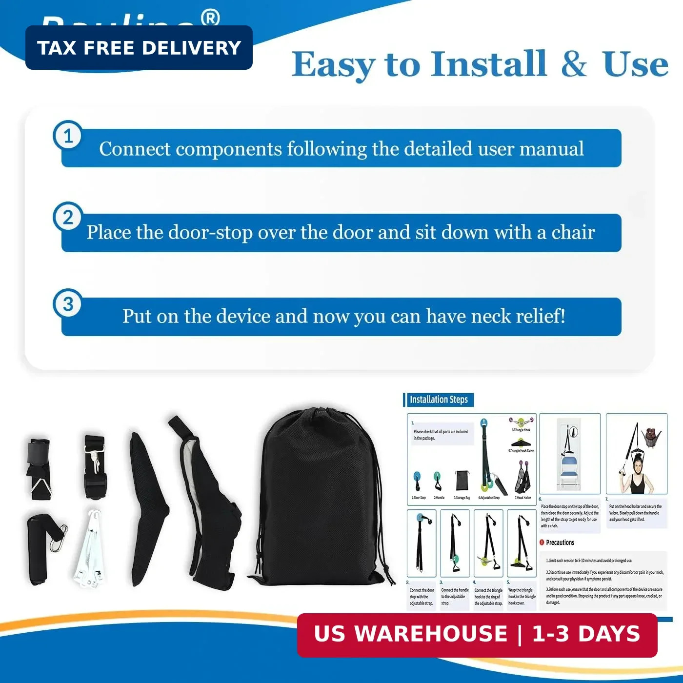 Cervical Neck Traction Device Over the Door – Hanging Neck Stretcher for Cervica