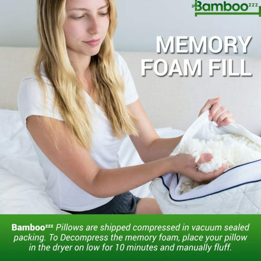 Bamboo Memory Foam Pillow CertiPUR-US Adjustable Cooling Hypoallergenic Washable
