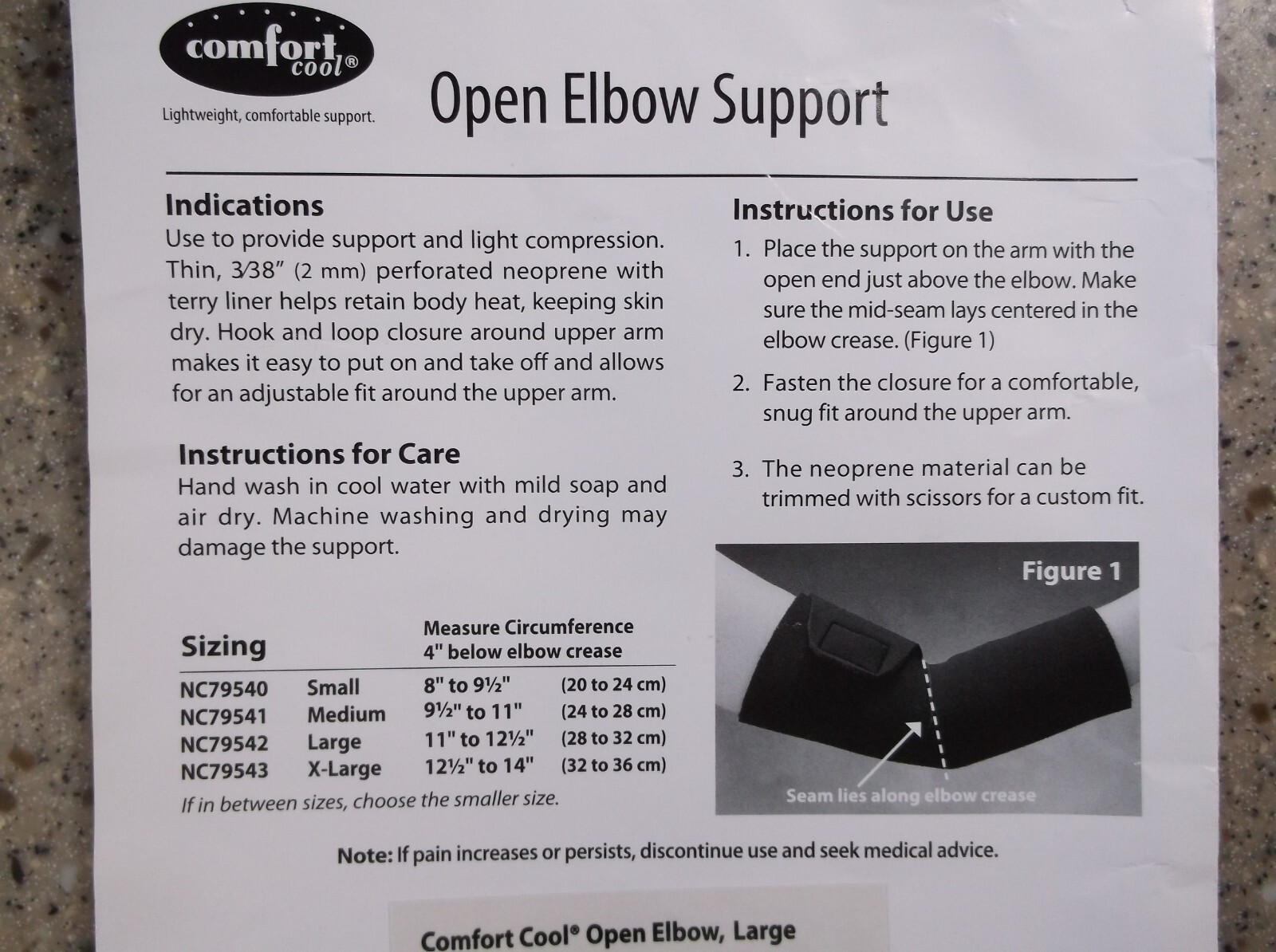 Comfort Cool Open Elbow Support, Large, Black, “NEW”, North Coast Medical, Inc.