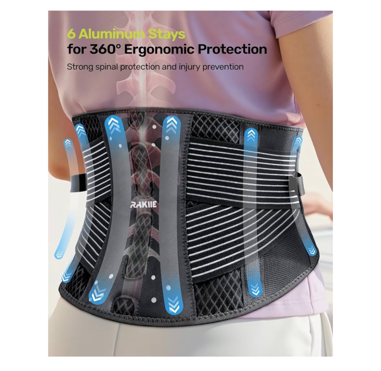 Thin Back Brace 6X Metal Lower Back for Men Women Lightweight Lumbar with 3D …