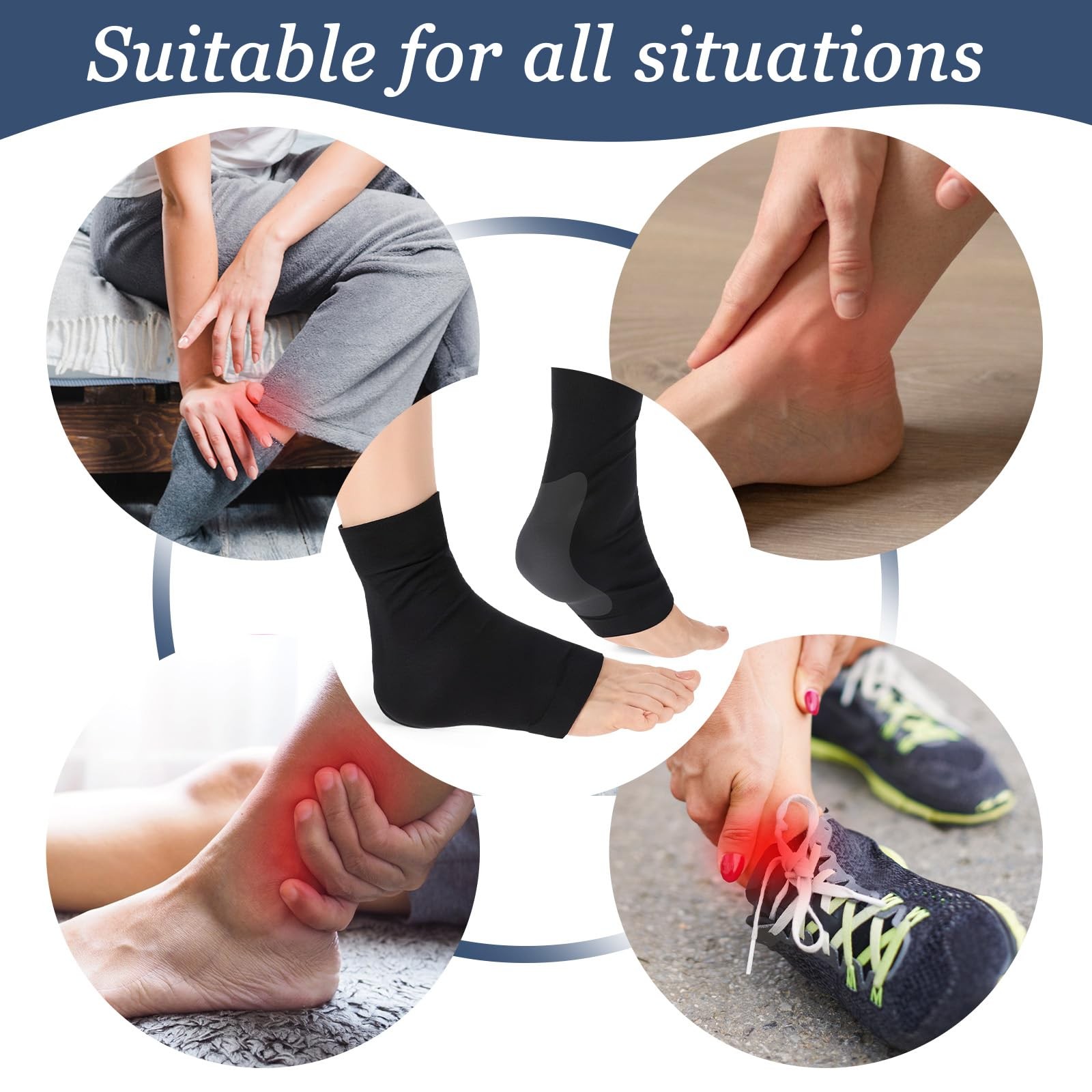 2 PCS Achilles Tendon Heel Protector Ankle Support Sock Open Toe Black
