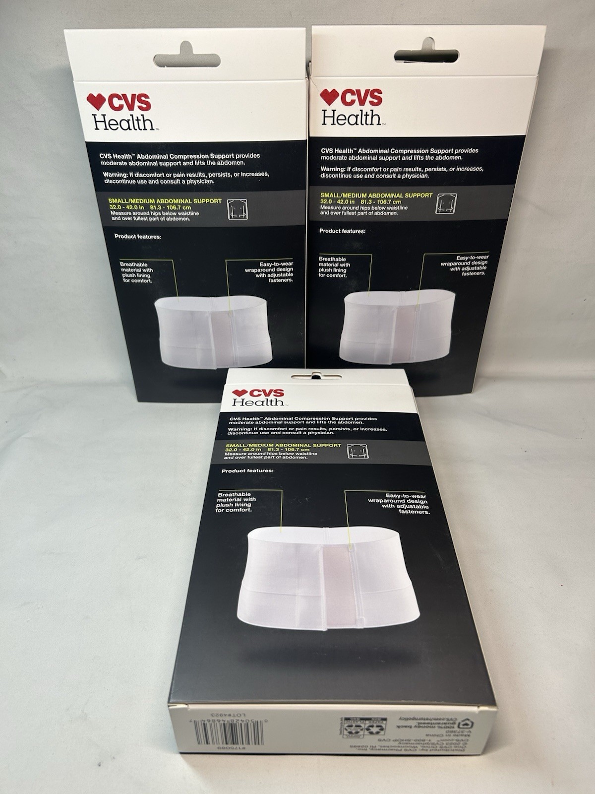 CVS Health abdominal compression support, Moderate Support Size SM/MED Lot Of 3