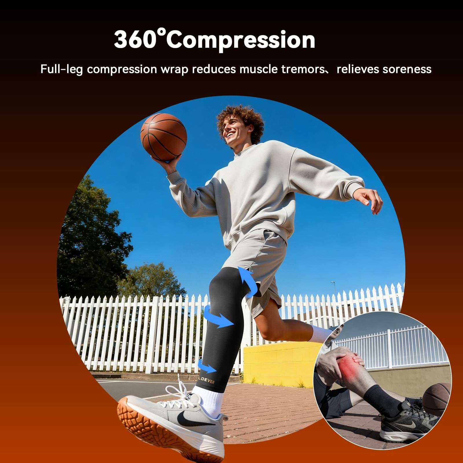 Copper Leg Compression Sleeve for Men & Women [360° Full Compression & Copper…