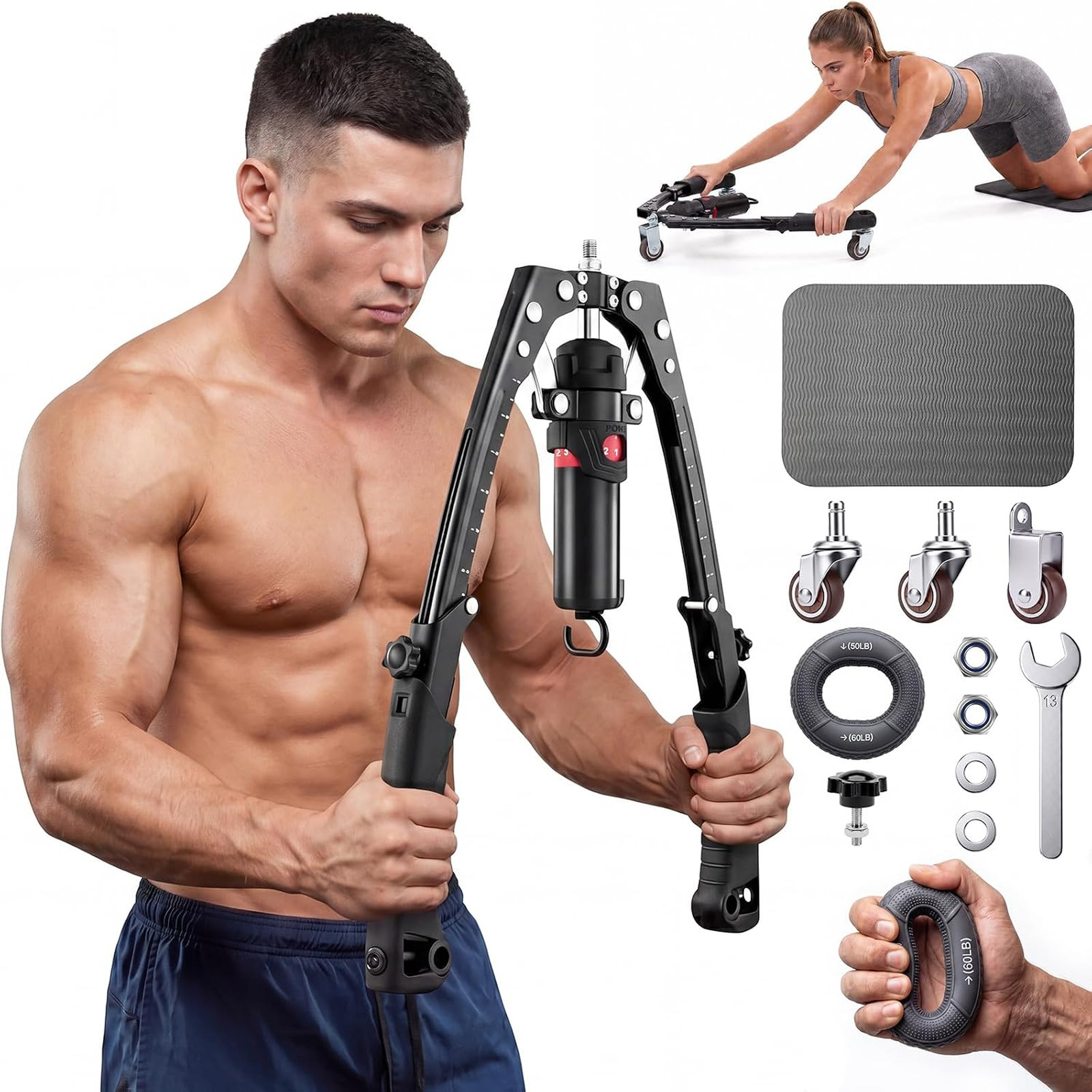 Twister Arm Trainer, Extra Hand Grip Strengthener 3-in-1 Adjustable 22-440lbs
