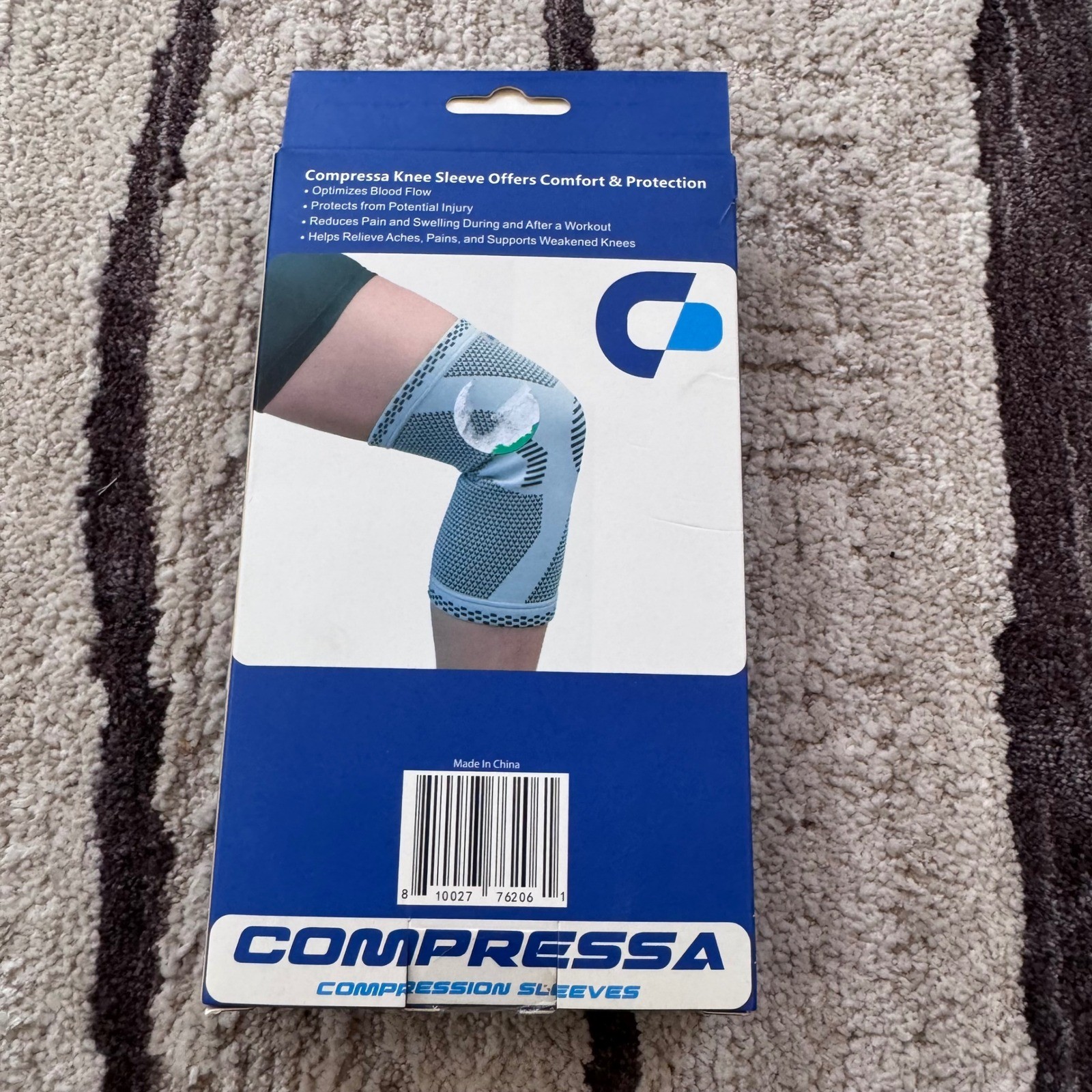 Compressa Knee Compression Sleeve Joint Support Recovery Blue Black New