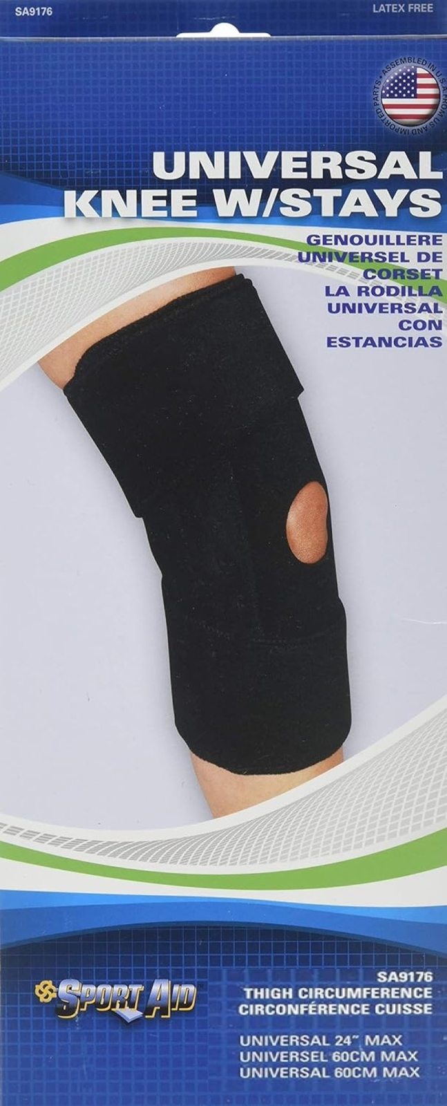SportAid, Knee Wrap With Stays, Black, Universal – 1 ea