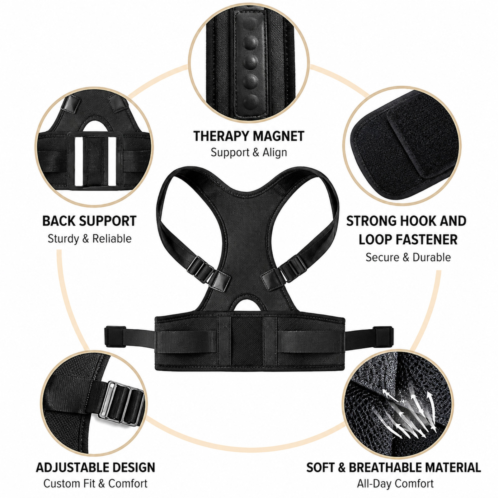 Posture Corrector Support Magnetic Back Shoulder Brace Belt Band For Men Women